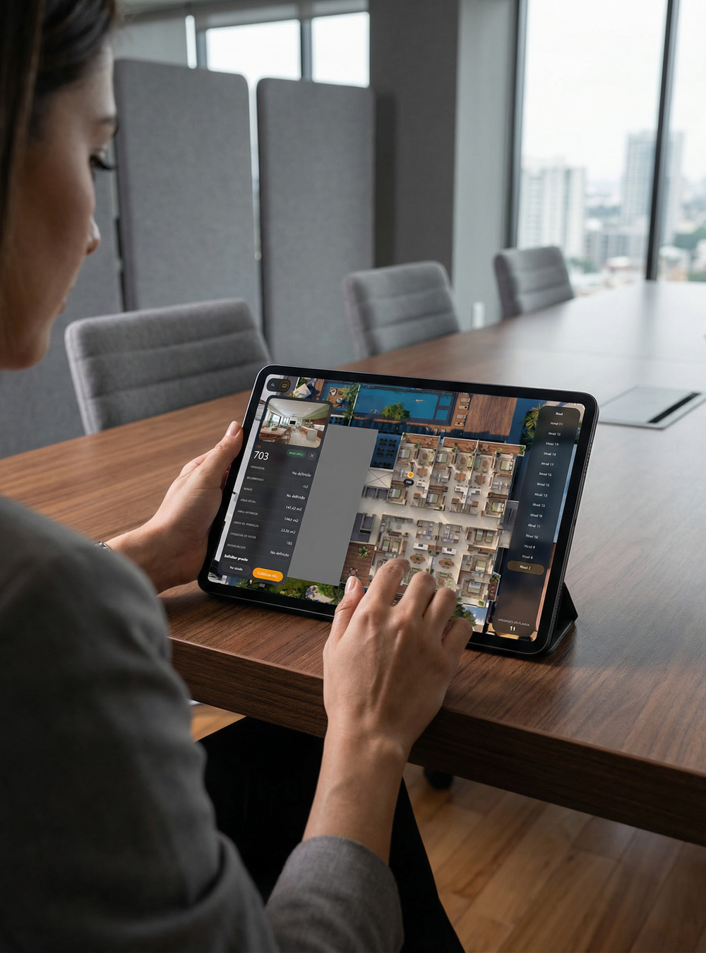 A sales advisor using VizTool on a tablet